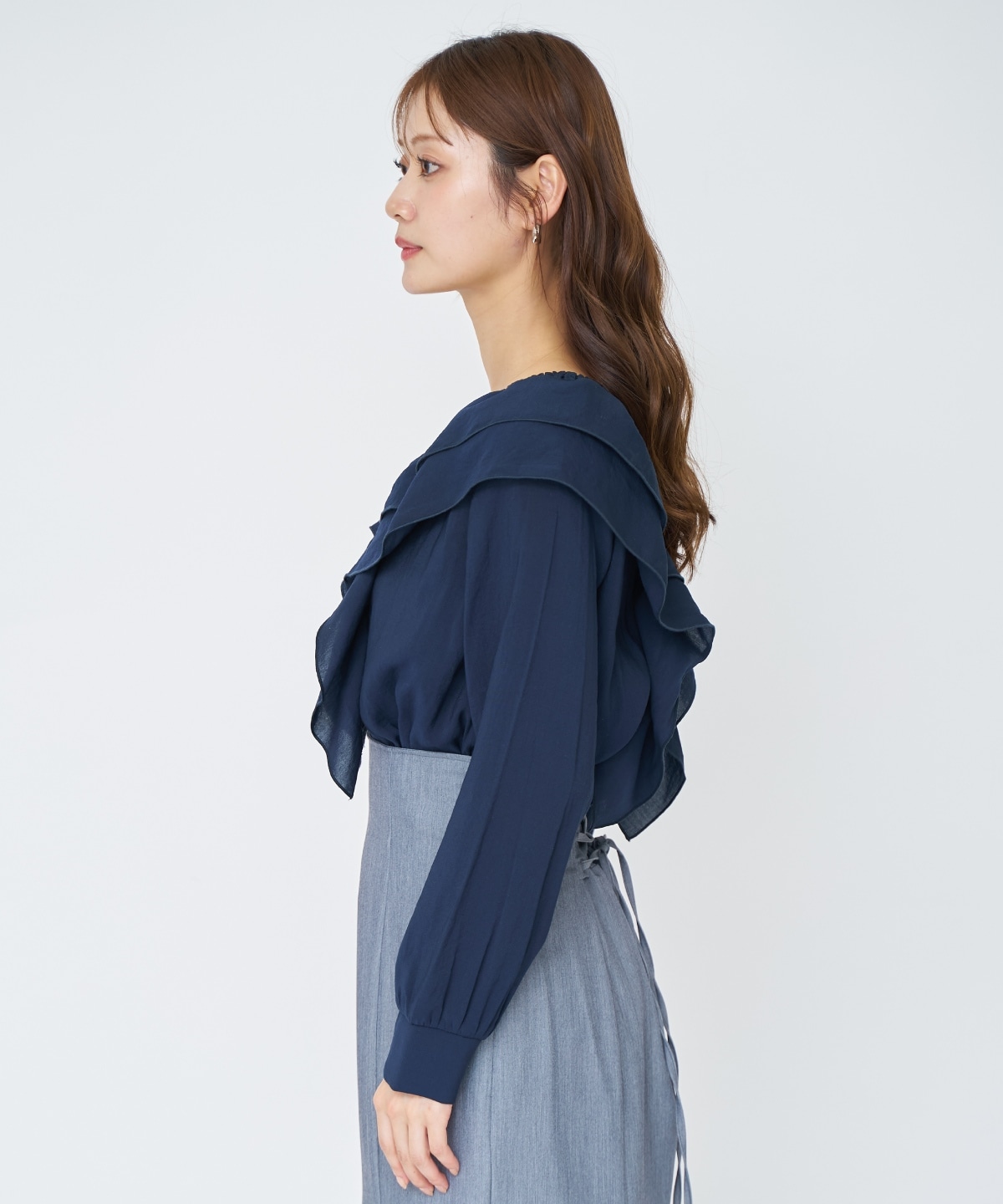 【先行予約受付中】シャーリングフリルブラウス