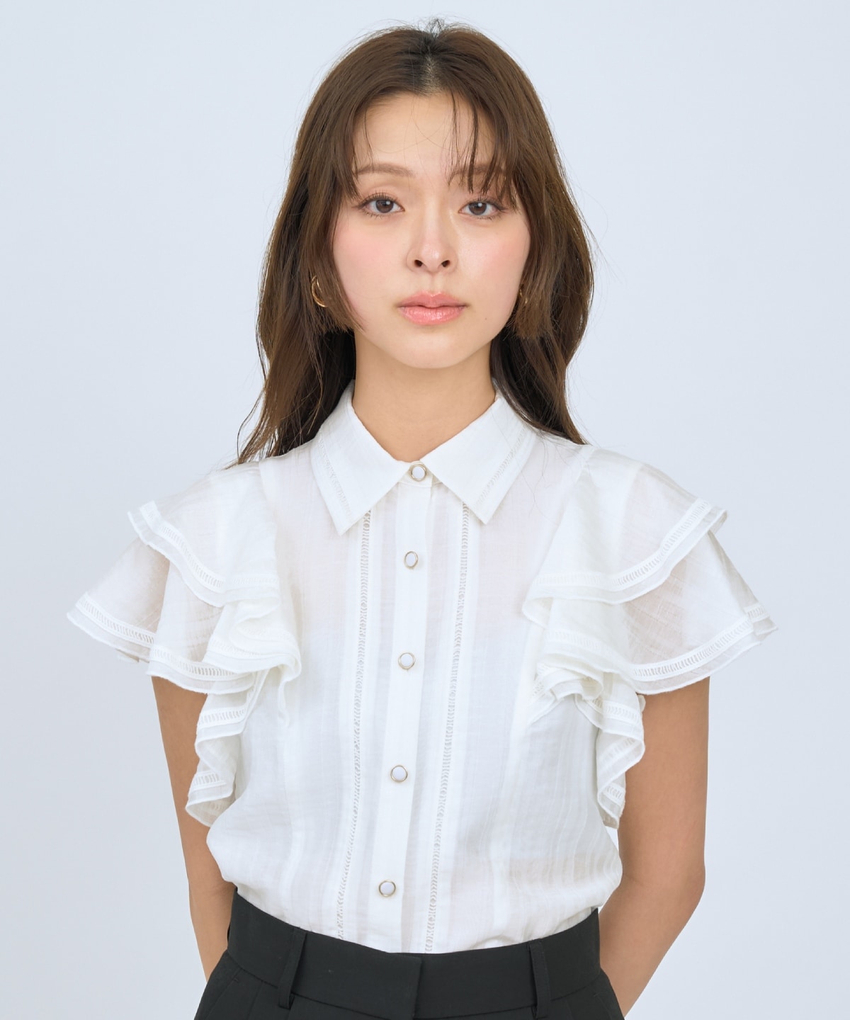 【先行予約受付中】ラッフルスリーブシャツブラウス