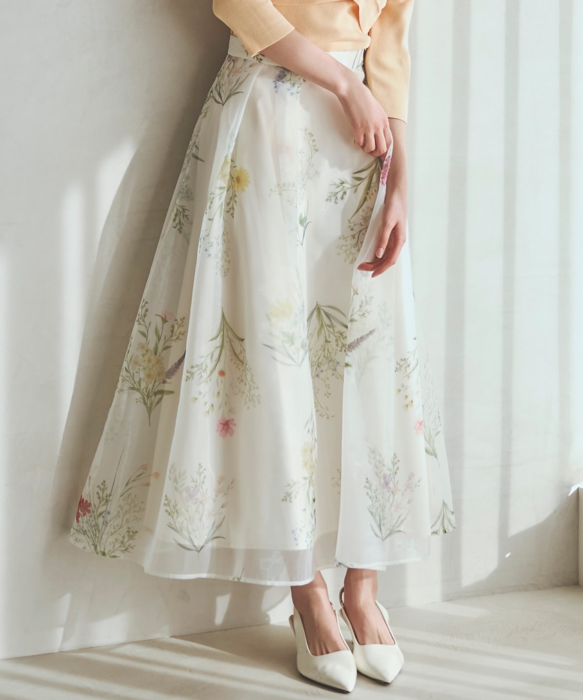 【先行予約受付中】フラワーオーガンジーフレアスカート