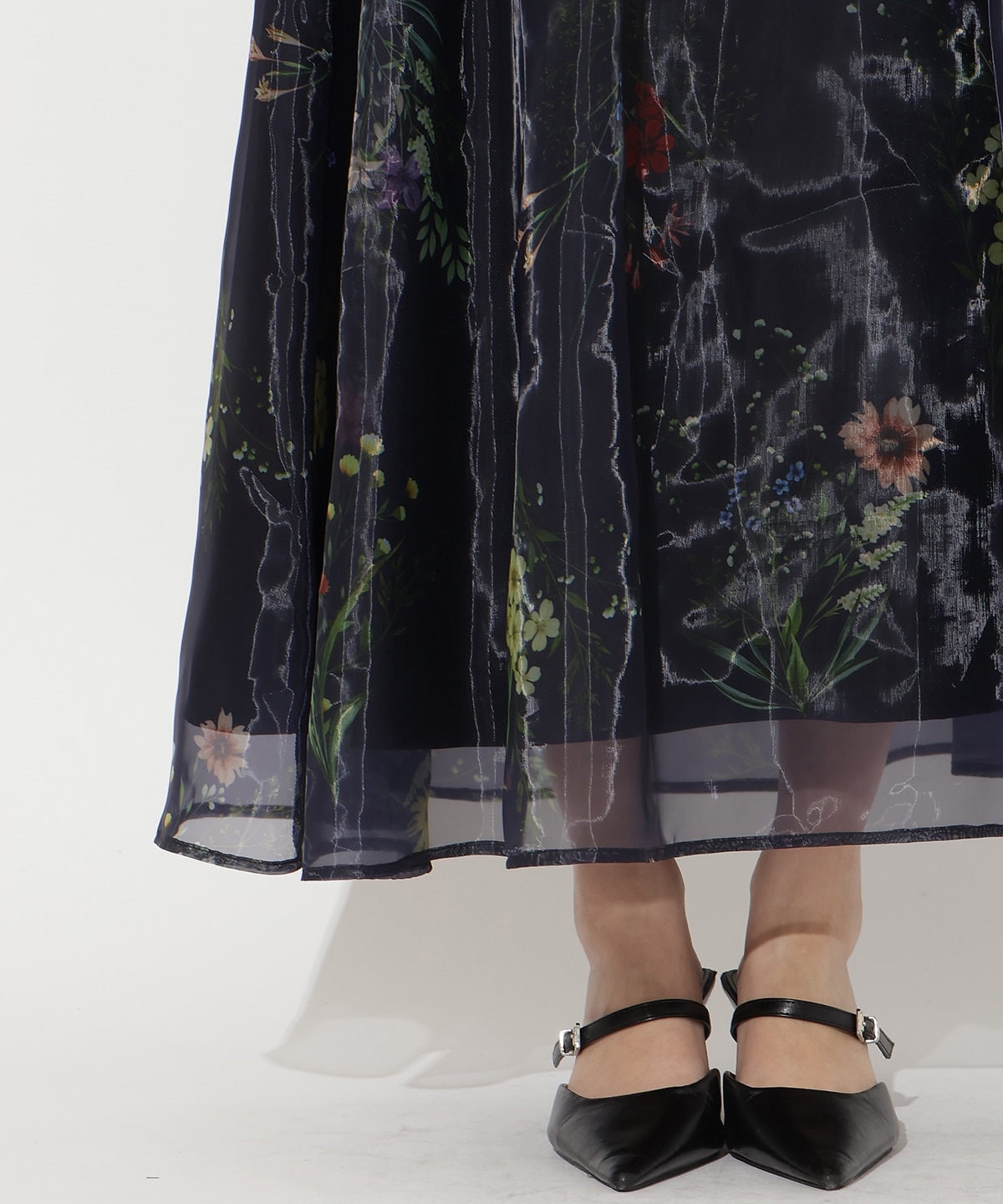 【先行予約受付中】フラワーオーガンジーフレアスカート