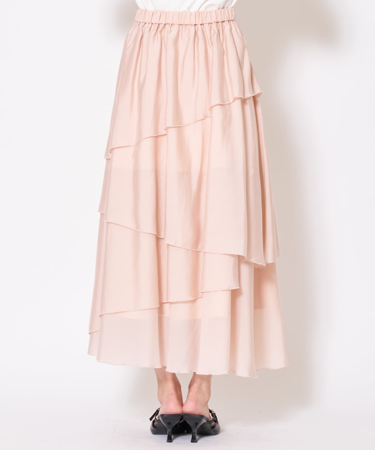 アシンメトリーシフォンラッフルスカート