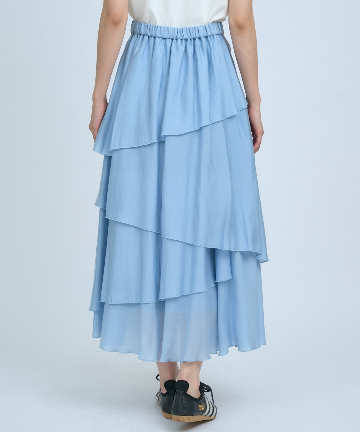 アシンメトリーシフォンラッフルスカート