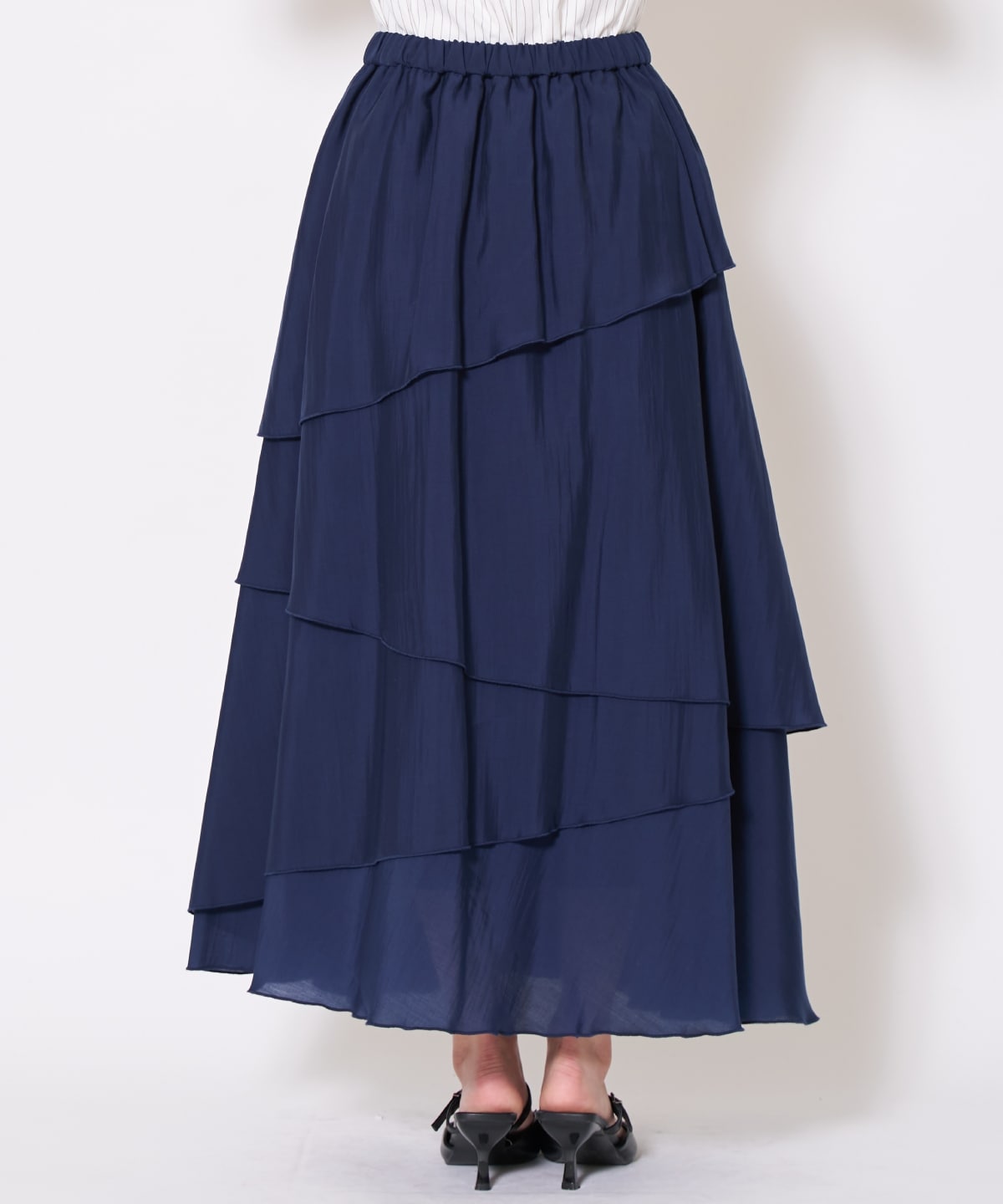 アシンメトリーシフォンラッフルスカート