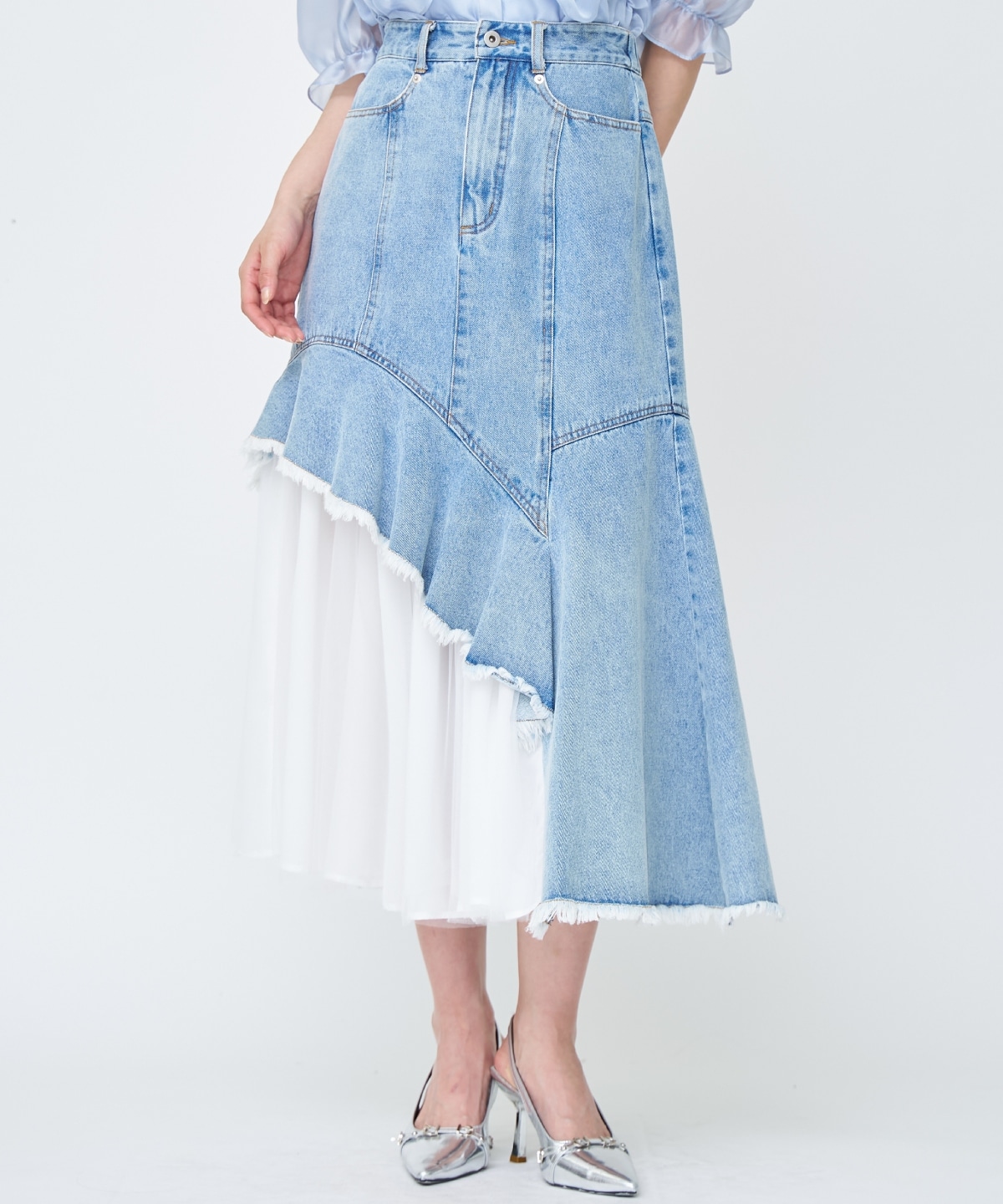 【先行予約受付中】チュール切替デニムスカート