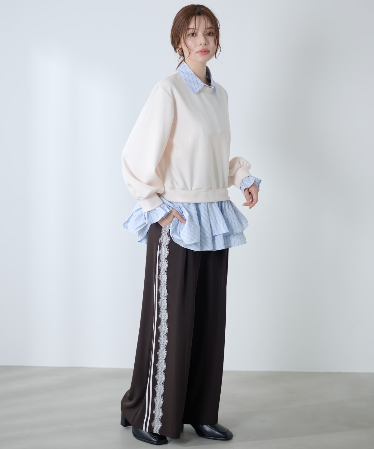 サイドレースラインワイドパンツ