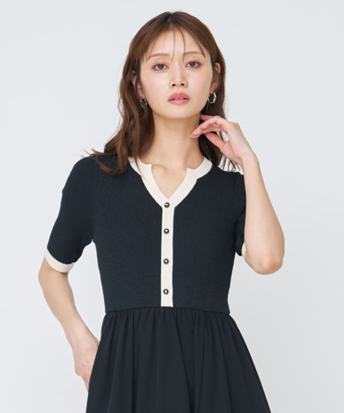 【先行予約受付中】ラメ入り配色ドッキングワンピース