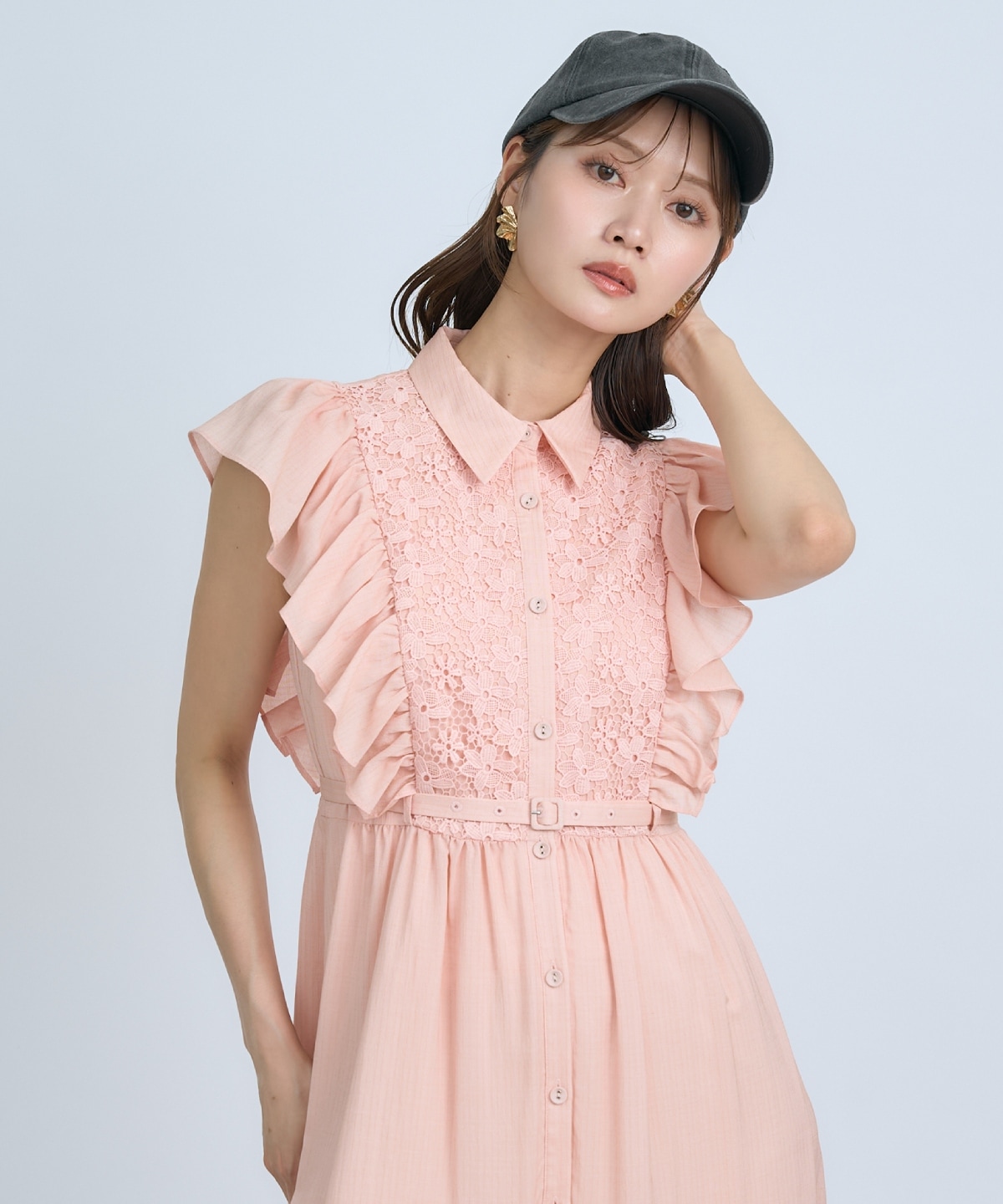 【先行予約受付中】レースフリルシャツワンピース