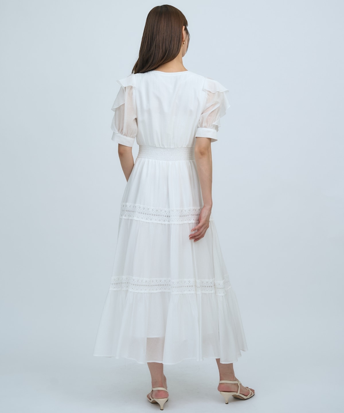 【先行予約受付中】フリルスリーブレースティアードワンピース