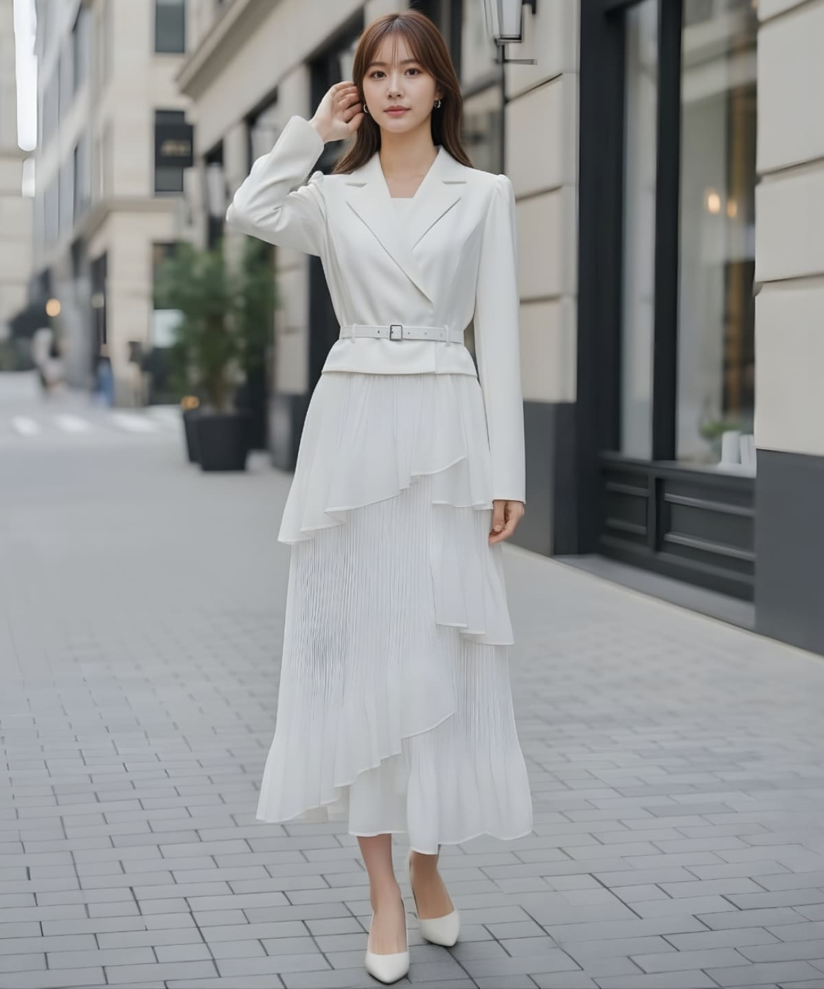 【先行予約受付中】ジャケットレイヤードプリーツワンピース