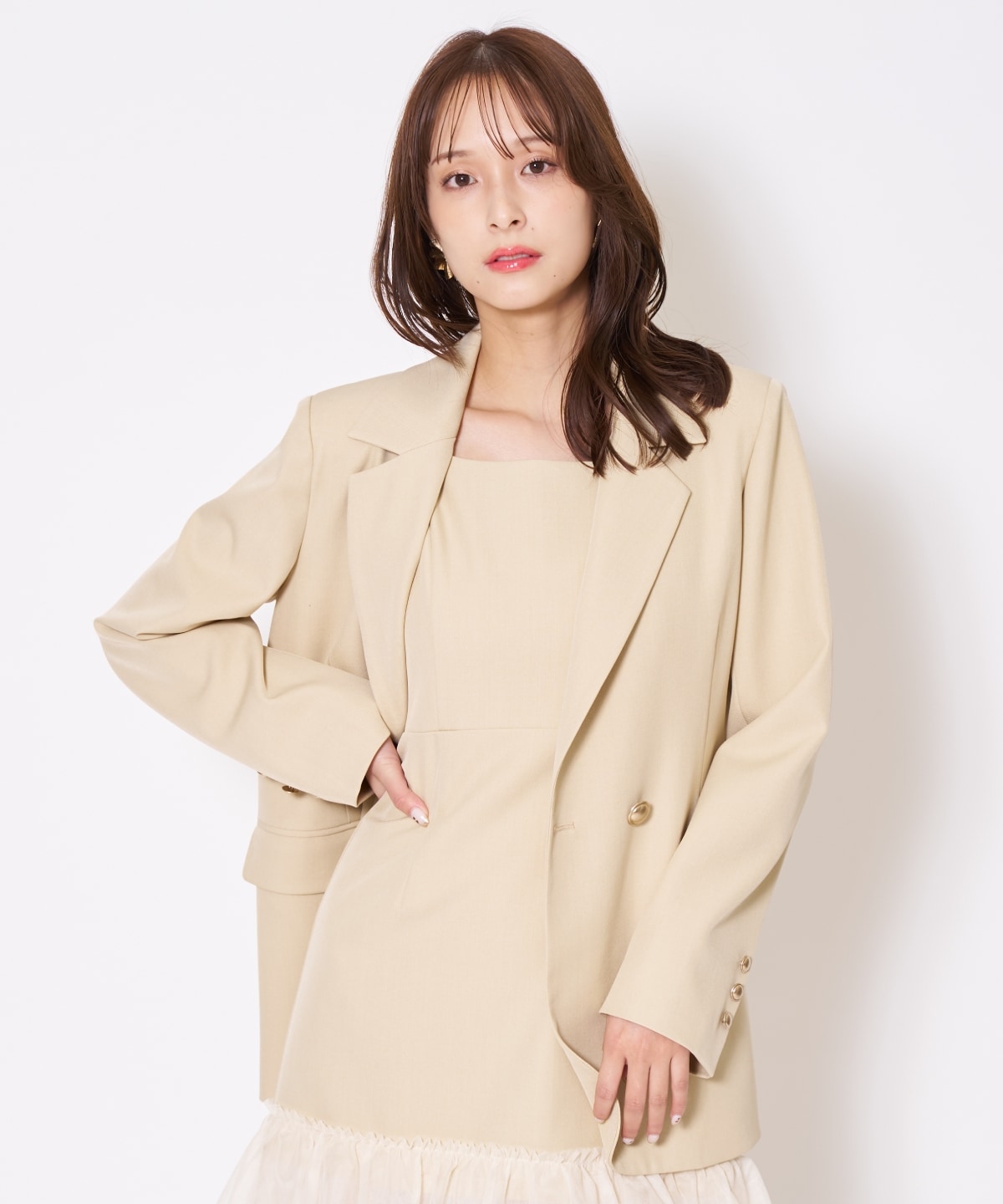 【先行予約受付中】ジャケット×シアーティアードワンピース