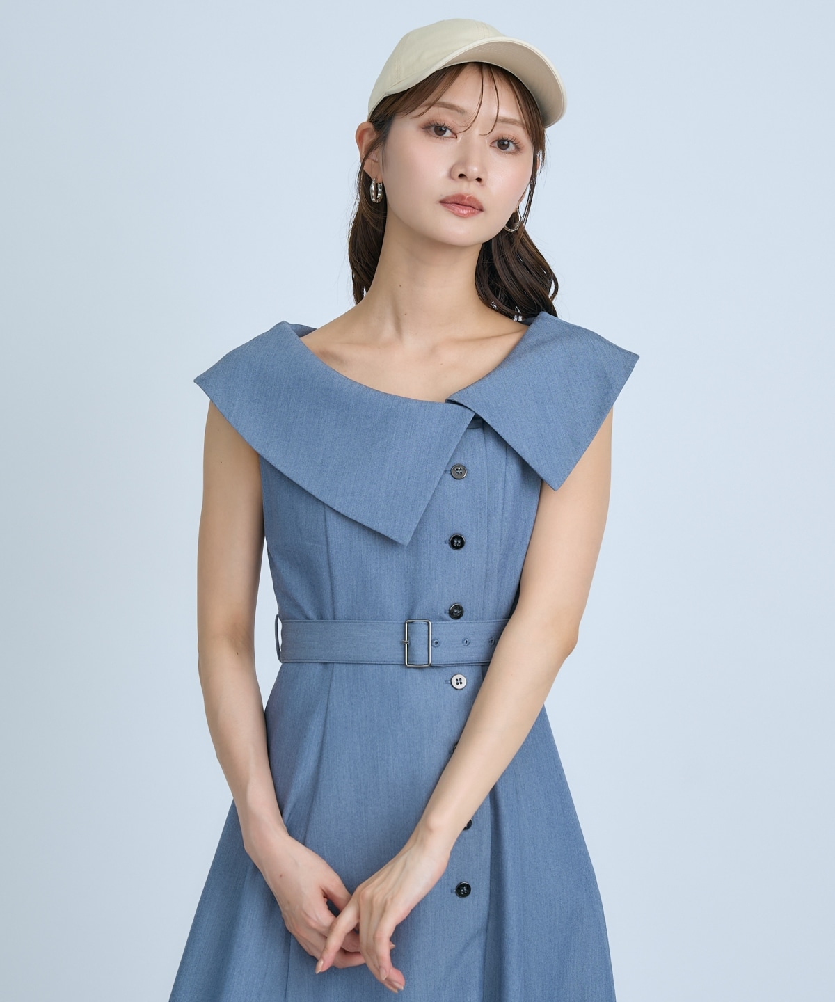 【先行予約受付中】アシメビックカラー前ボタンワンピース