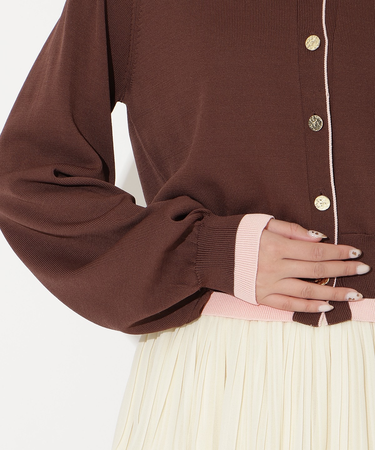 【先行予約受付中】配色レイヤードライクニットカーディガン