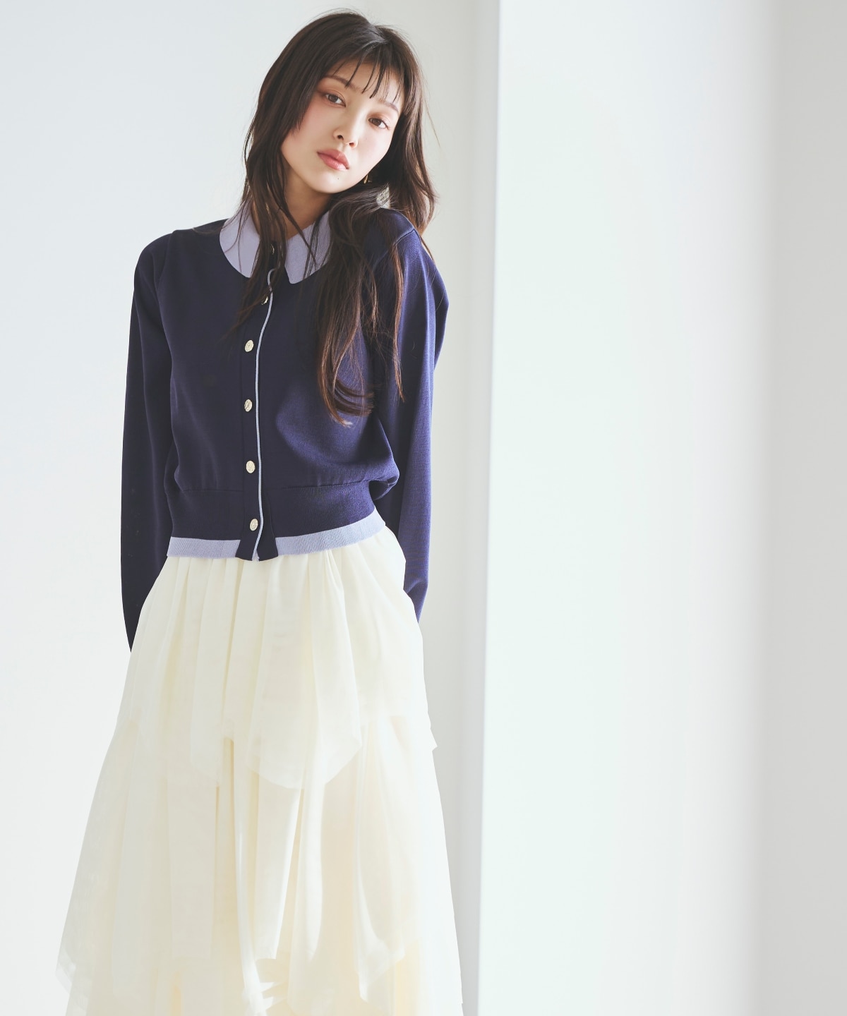 【先行予約受付中】配色レイヤードライクニットカーディガン