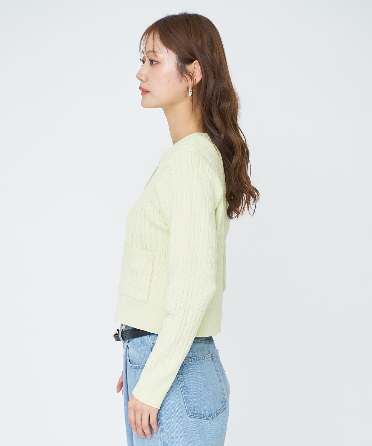 ケーブル編みカーディガンアンサンブル