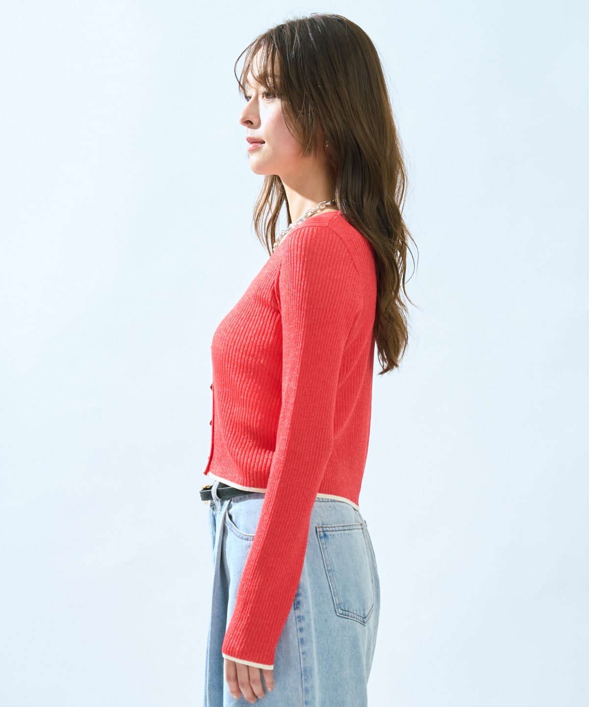 【5/14(木)一部店舗先行発売】シアーリブクロップドニットカーディガン