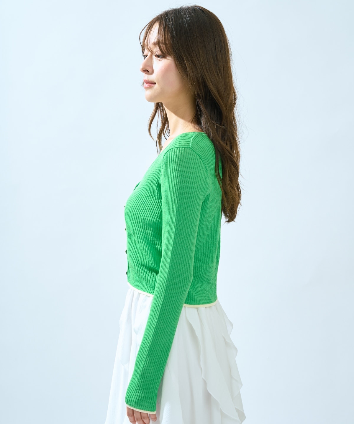 【5/14(木)一部店舗先行発売】シアーリブクロップドニットカーディガン