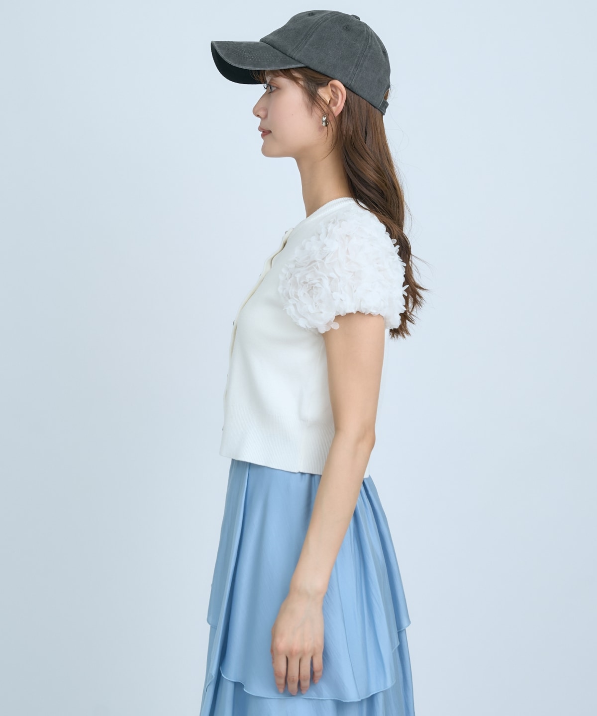 フラワーチュールスリーブカーディガン