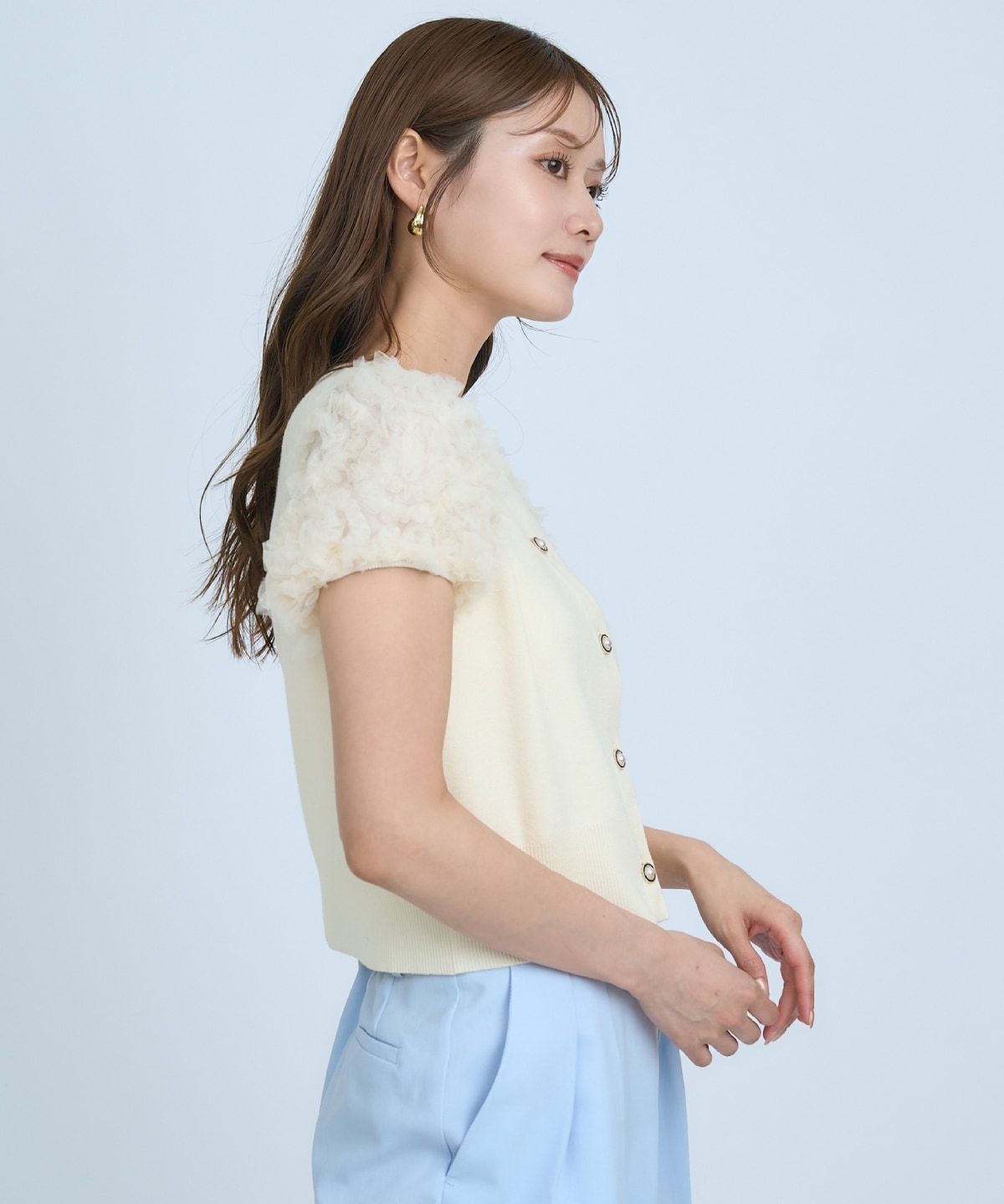 フラワーチュールスリーブカーディガン