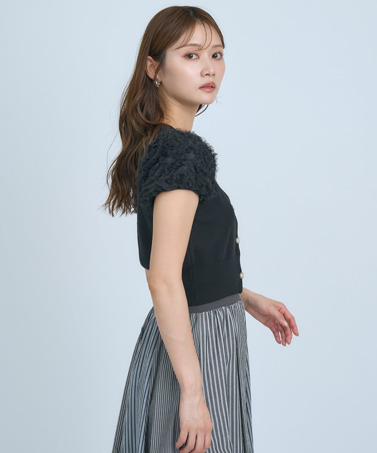 フラワーチュールスリーブカーディガン