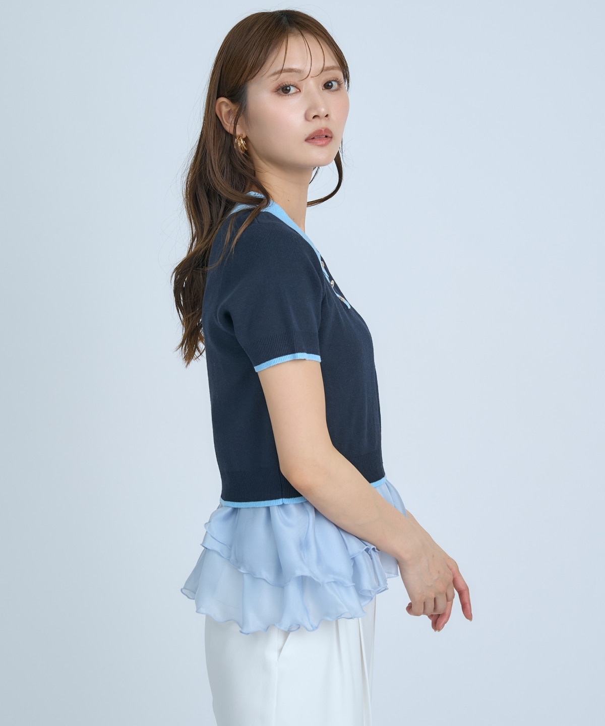 【先行予約受付中】ポロニットプルオーバー×ペプラムキャミソール