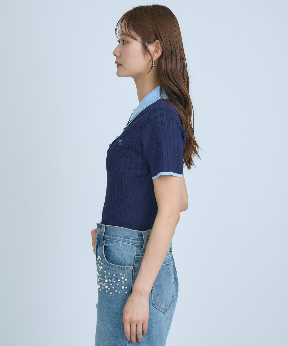 【先行予約受付中】ダブルカラーケーブルポロニット