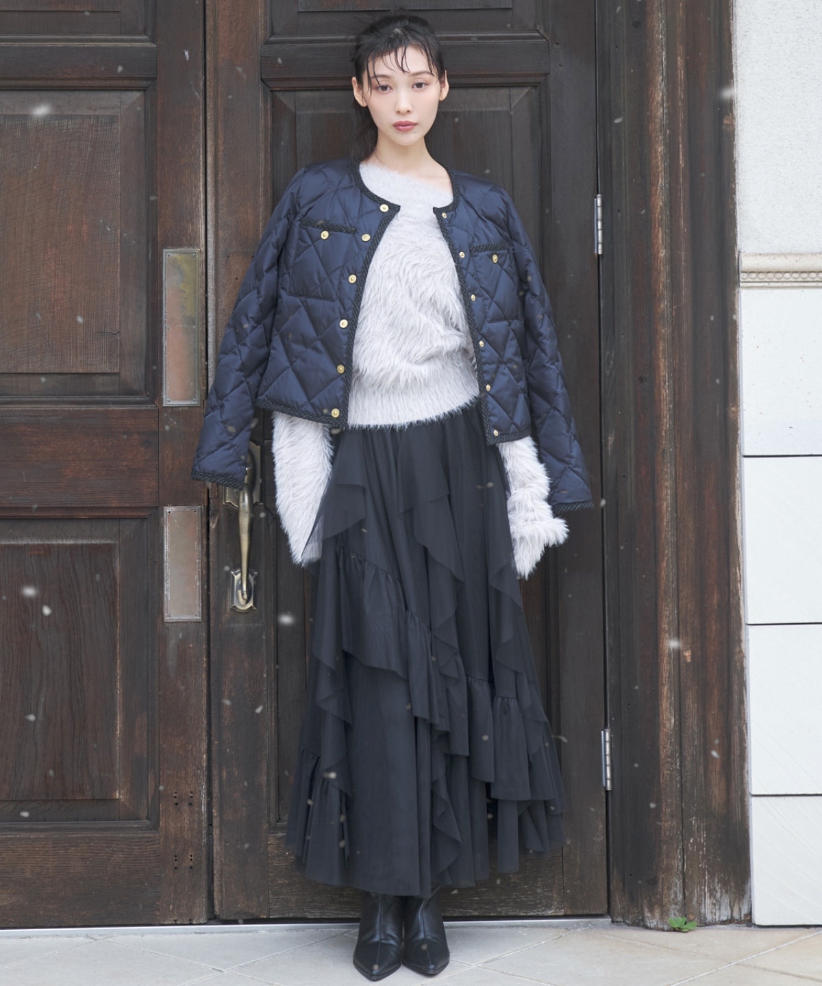 【TAION×AND COUTURE】ノーカラーショートダウンジャケット