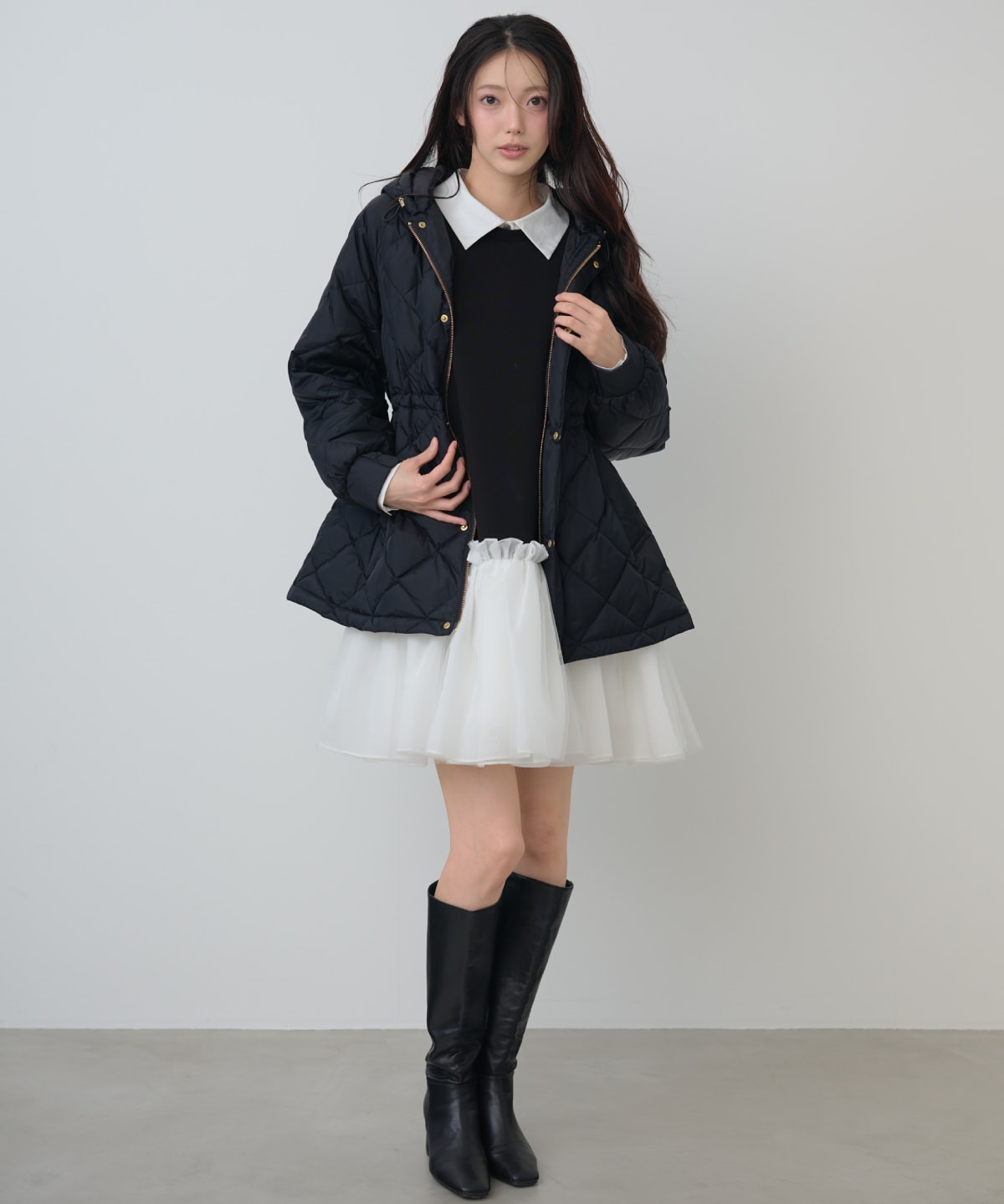 【TAION×AND COUTURE】ウエストドロストミドルダウンジャケット