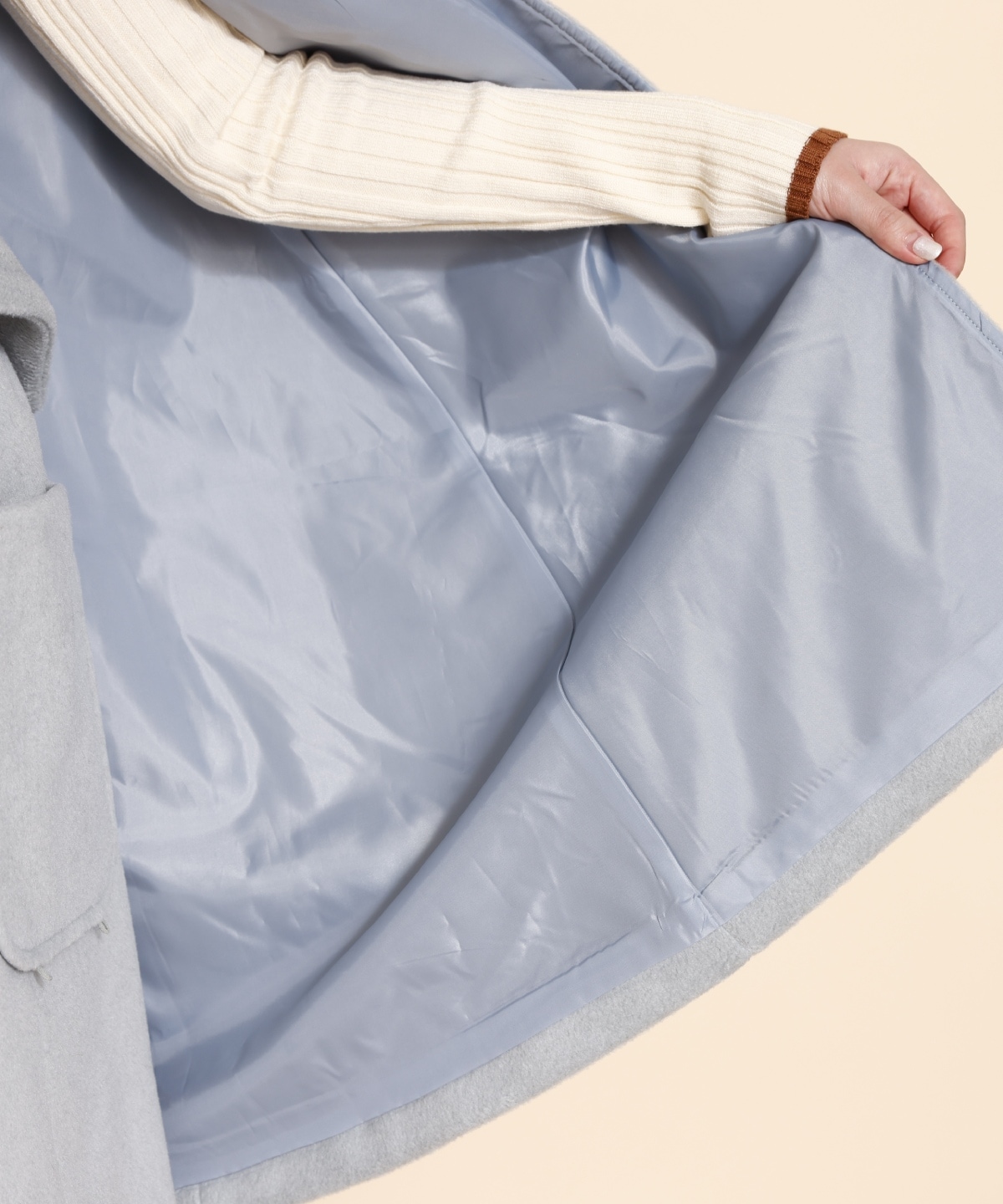 ファーカラースリットスリーブコート