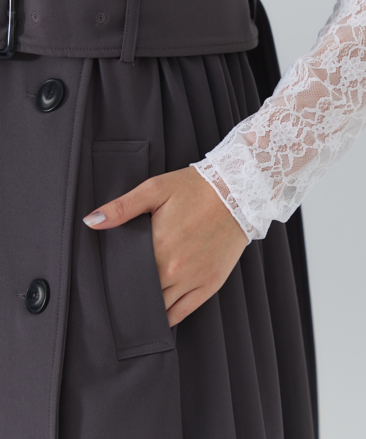 3WAYサイドプリーツトレンチコート