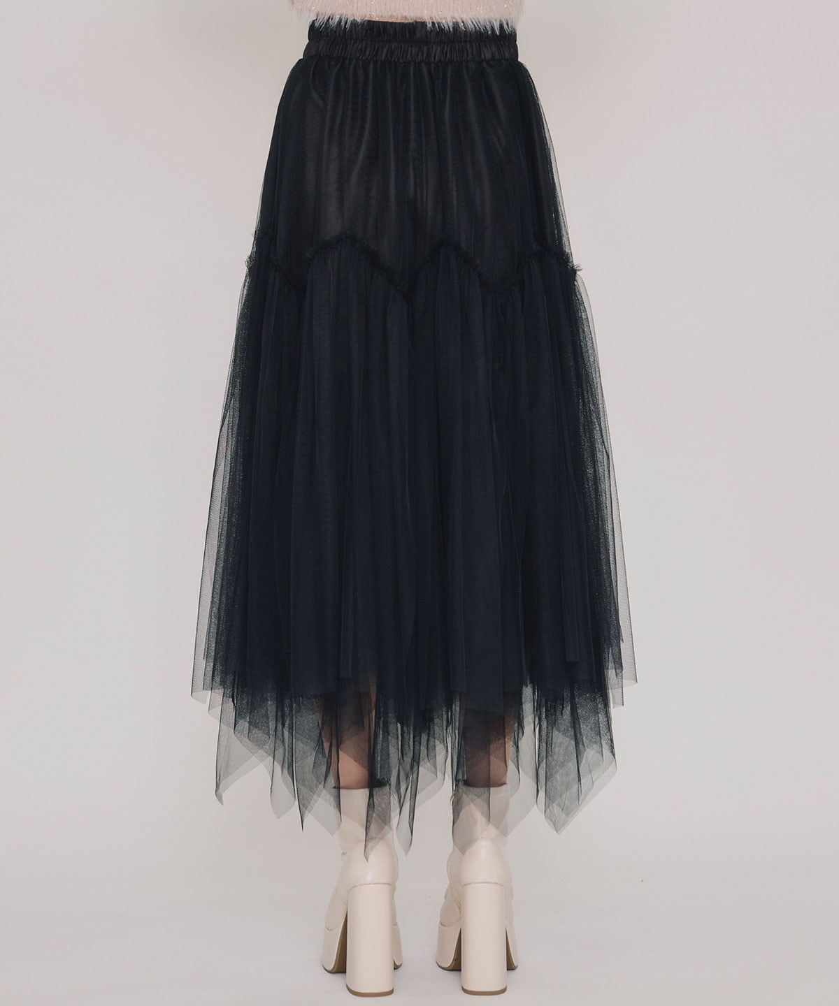 チュールフレアロングスカート