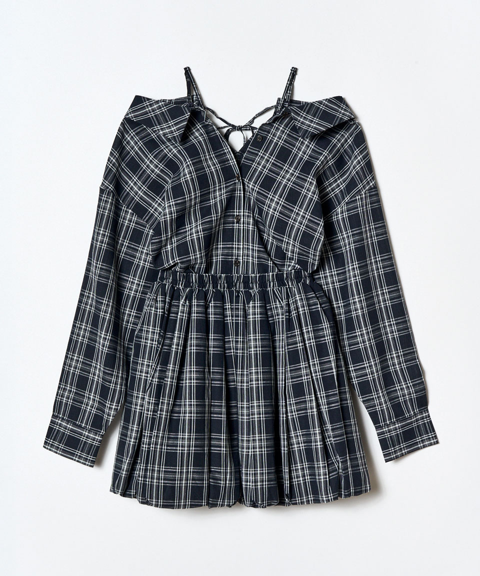 マルチWAYチェックブラウス×バルーンスカートセットアップ