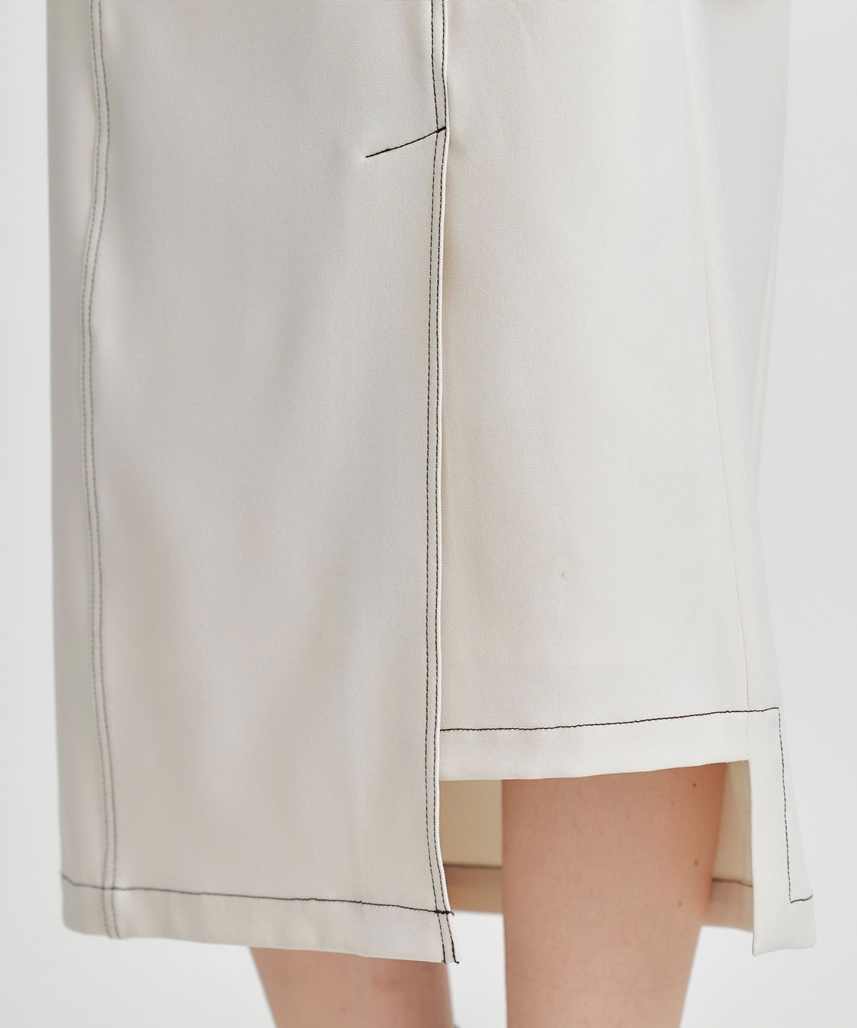 バイカラーステッチカッティングハイウエストタイトロングスカート