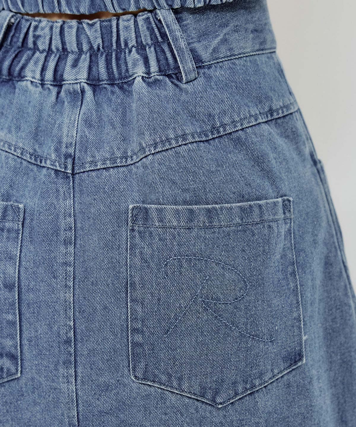 【Chemical Wash Series】ケミカルウォッシュデニムショートビスチェ×ZIPフレアロングスカート