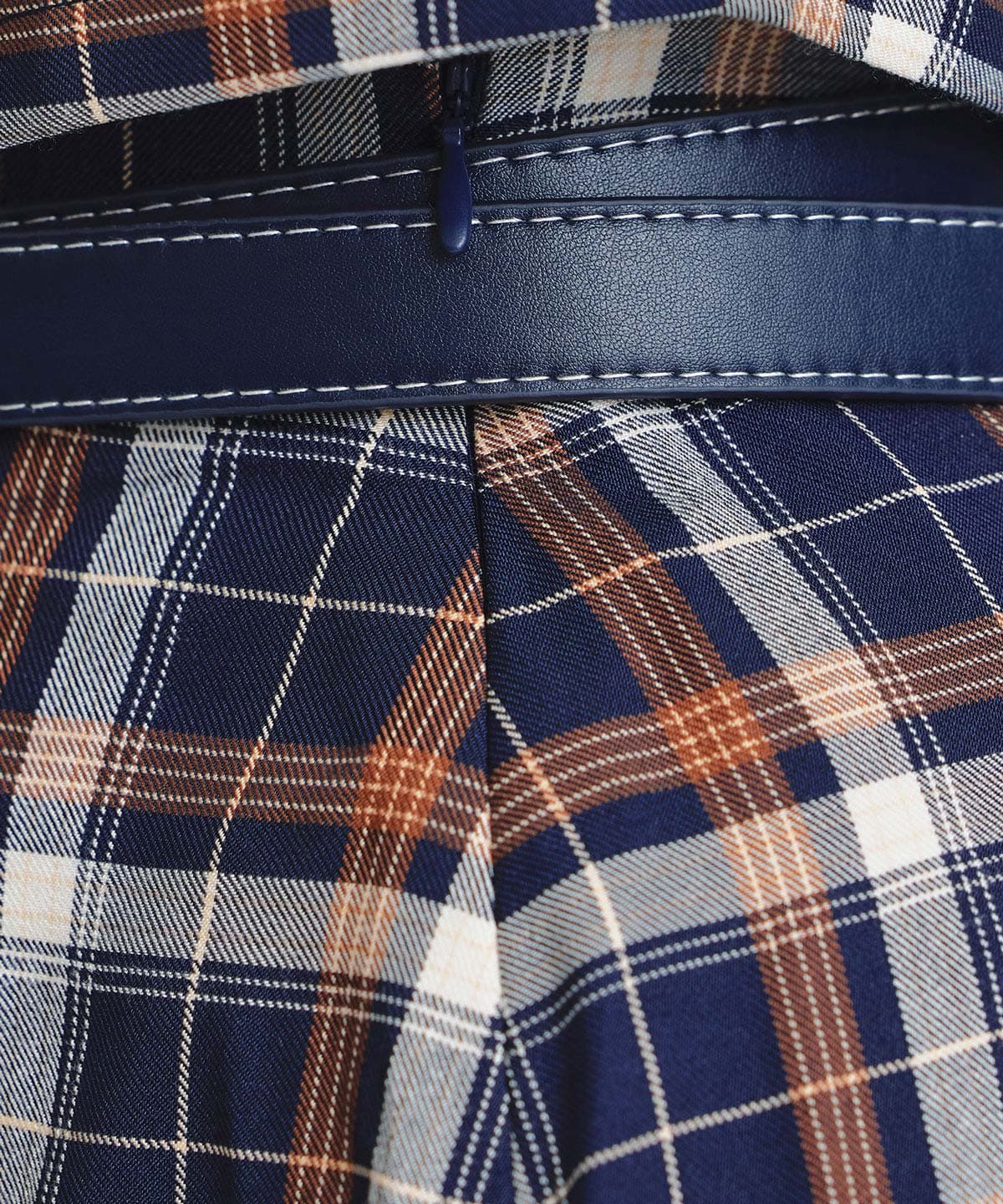 バイカラーチェックブラウス×フレアロングスカートセットアップ