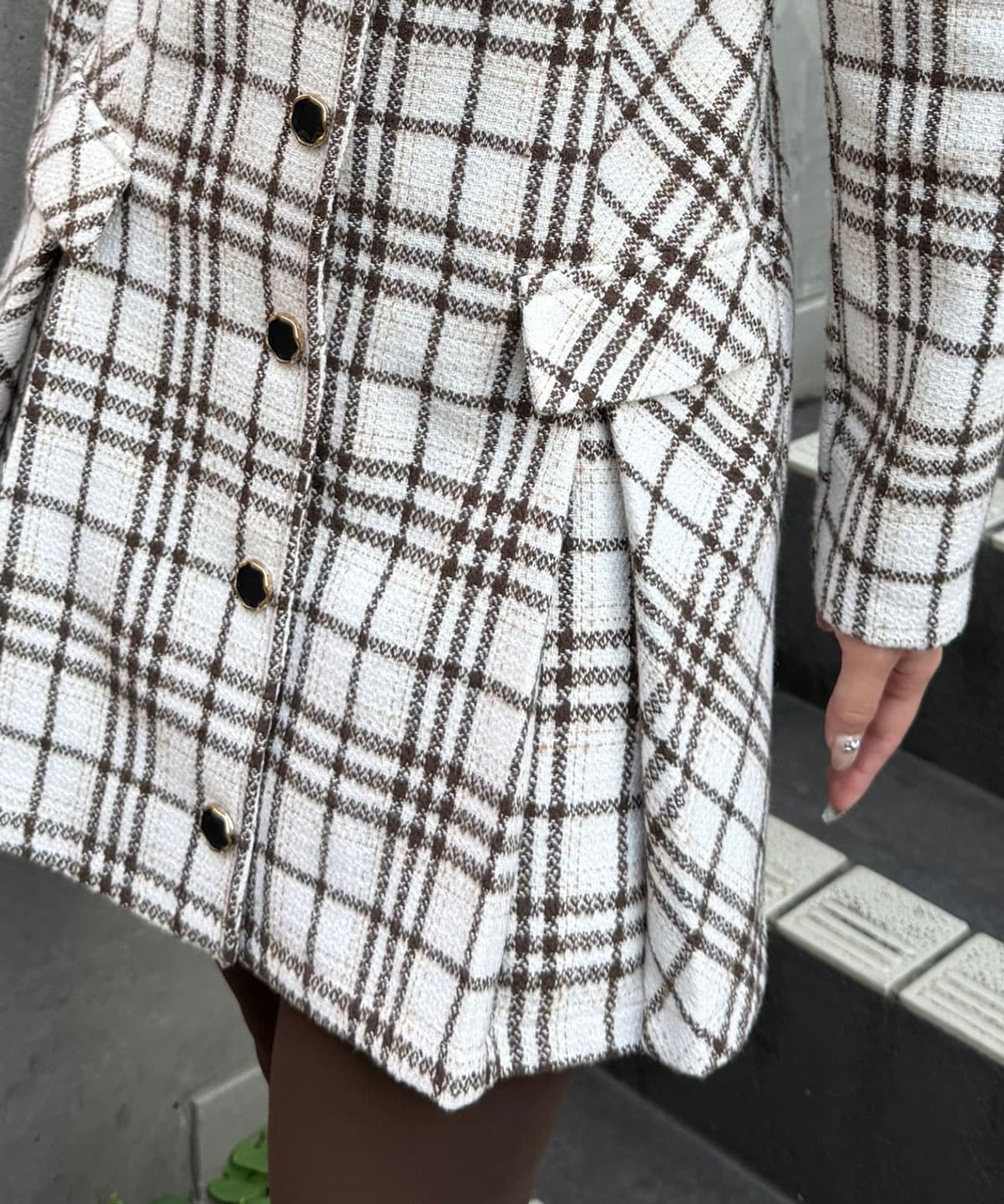 バイアスチェックツイードミニワンピース