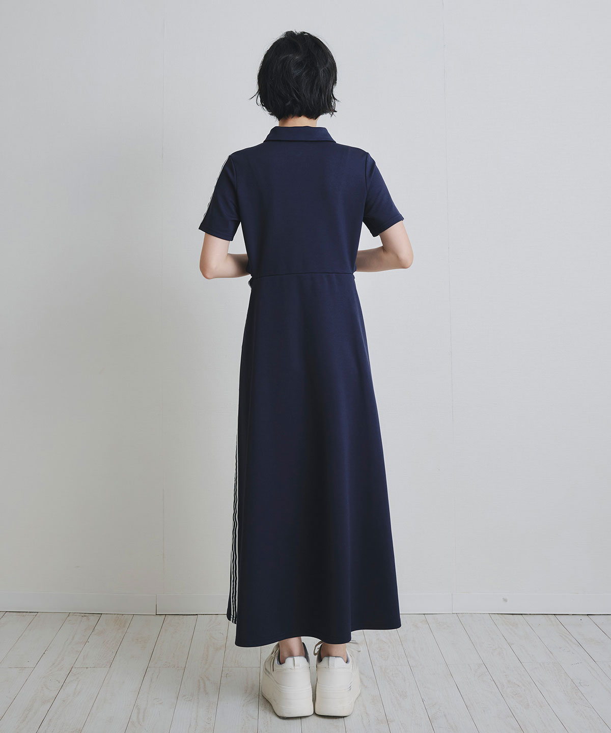 ライン2WAYサイドカットロングフレアワンピース