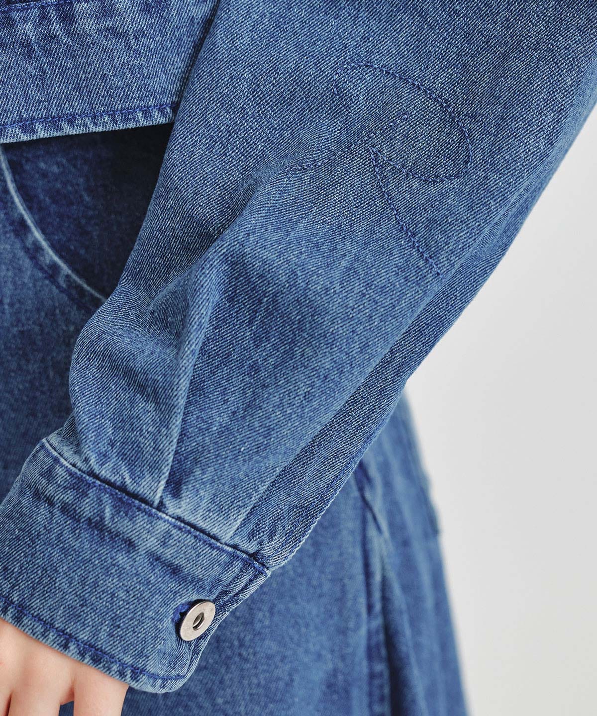 【Chemical Wash Series】ケミカルウォッシュデニムダブルカラーGジャン