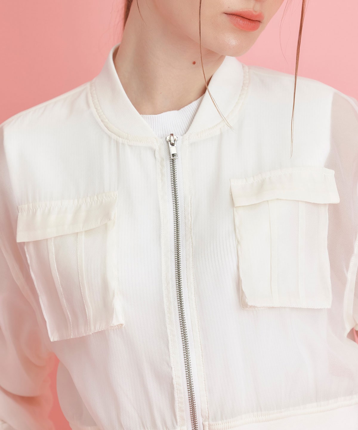 ギャザーシアーショートブルゾン