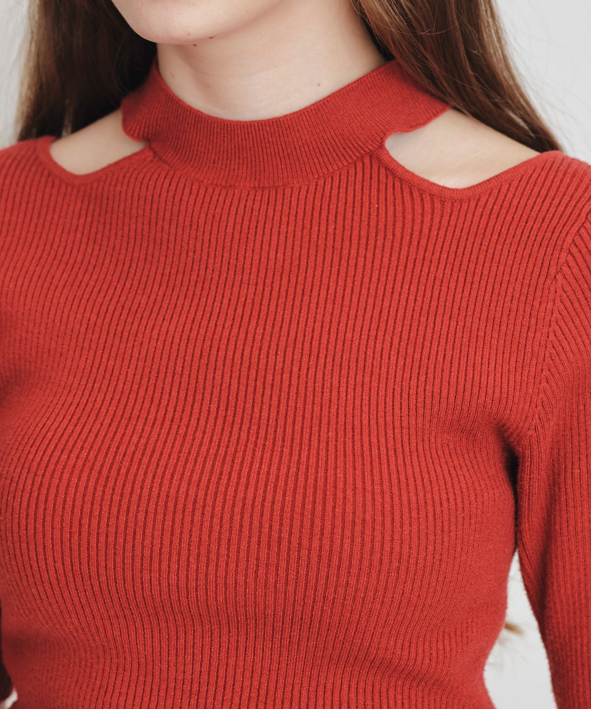 カットアウトハーフスリーブニットプルオーバー