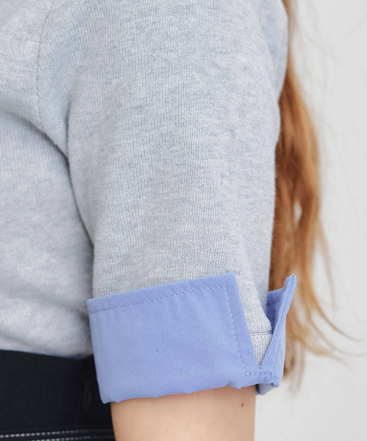 ダブルカラーハーフスリーブニットプルオーバー