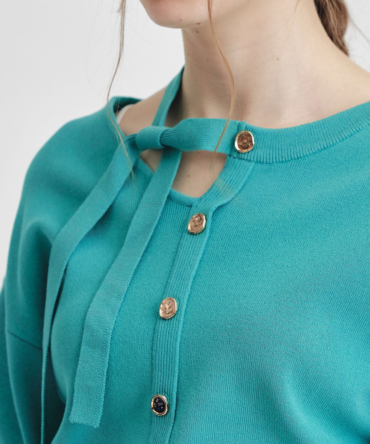 アシメカットデザインハーフスリーブニットプルオーバー