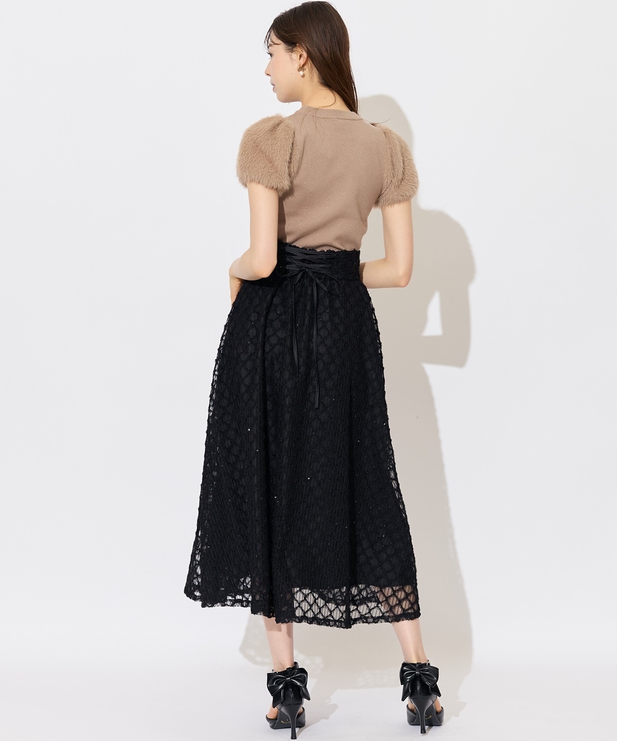 ふわふわフェザースリーブラメニットプルオーバー