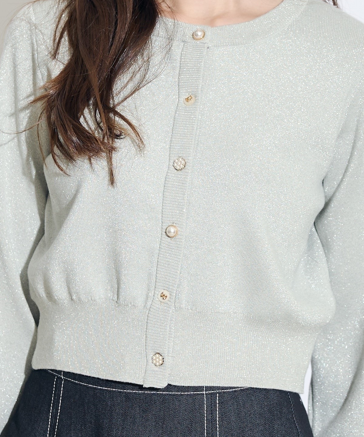 ベーシックマルチボタンラメニットカーディガン