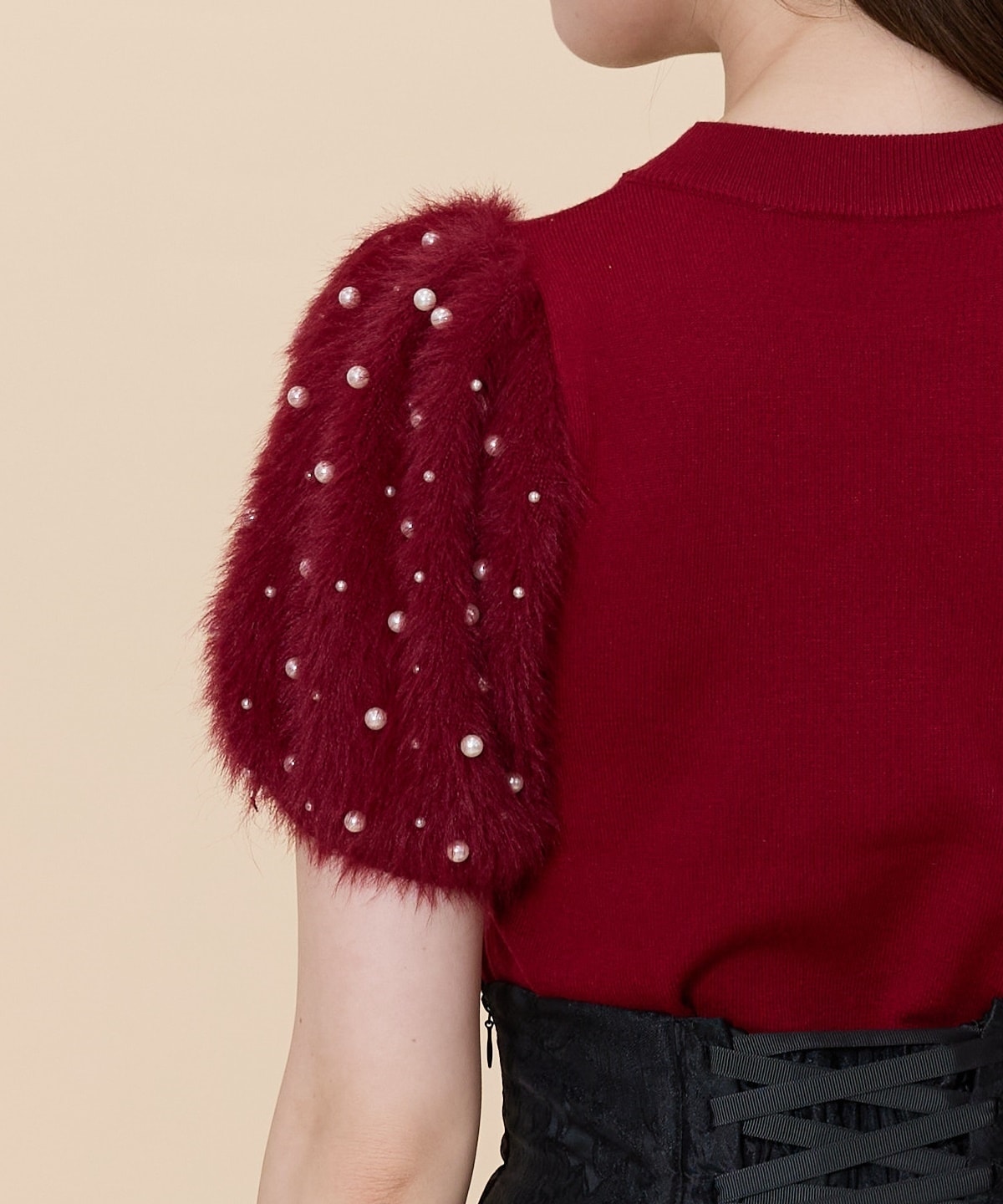 パールフェザースリーブニットプルオーバー