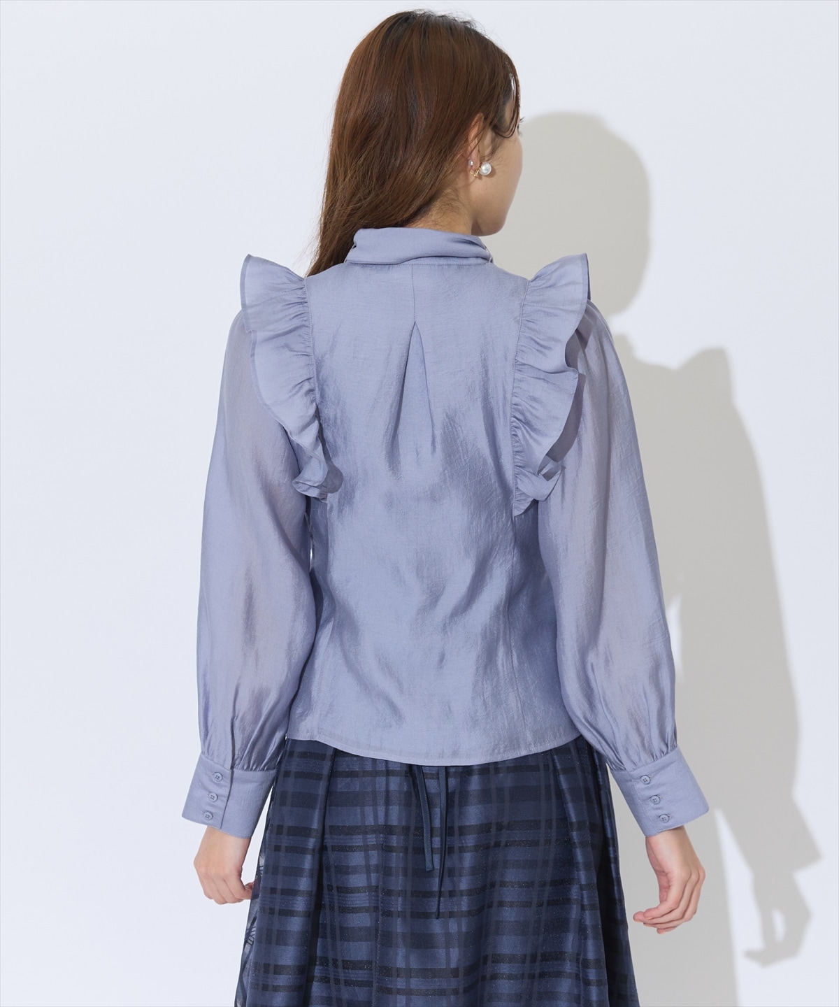 クレープフリルボウタイブラウス
