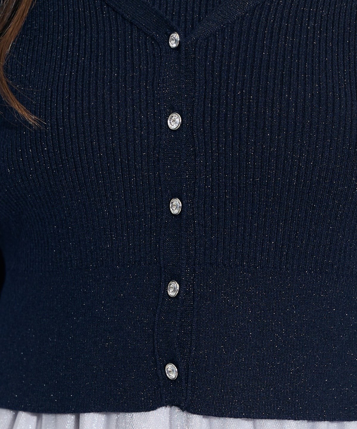 【展示会３位】カーディガンアンサンブルラメニットドッキングワンピース