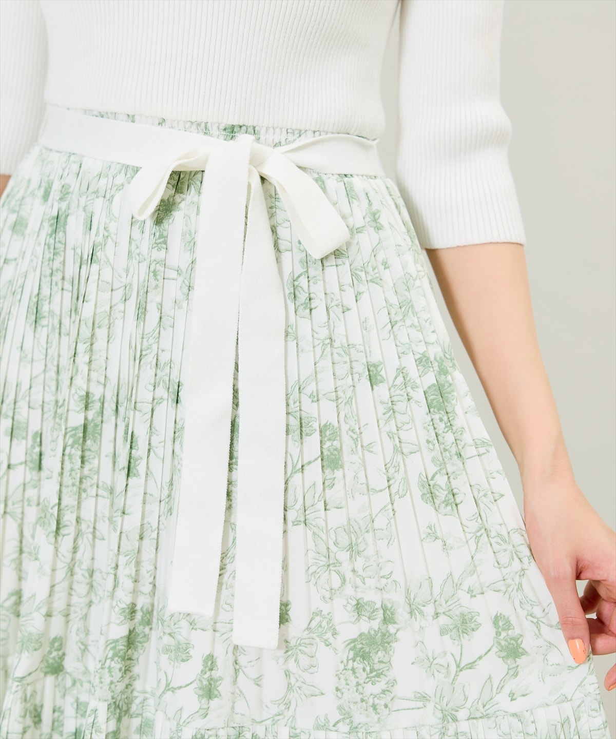 オフショルニットドッキングプリーツワンピース