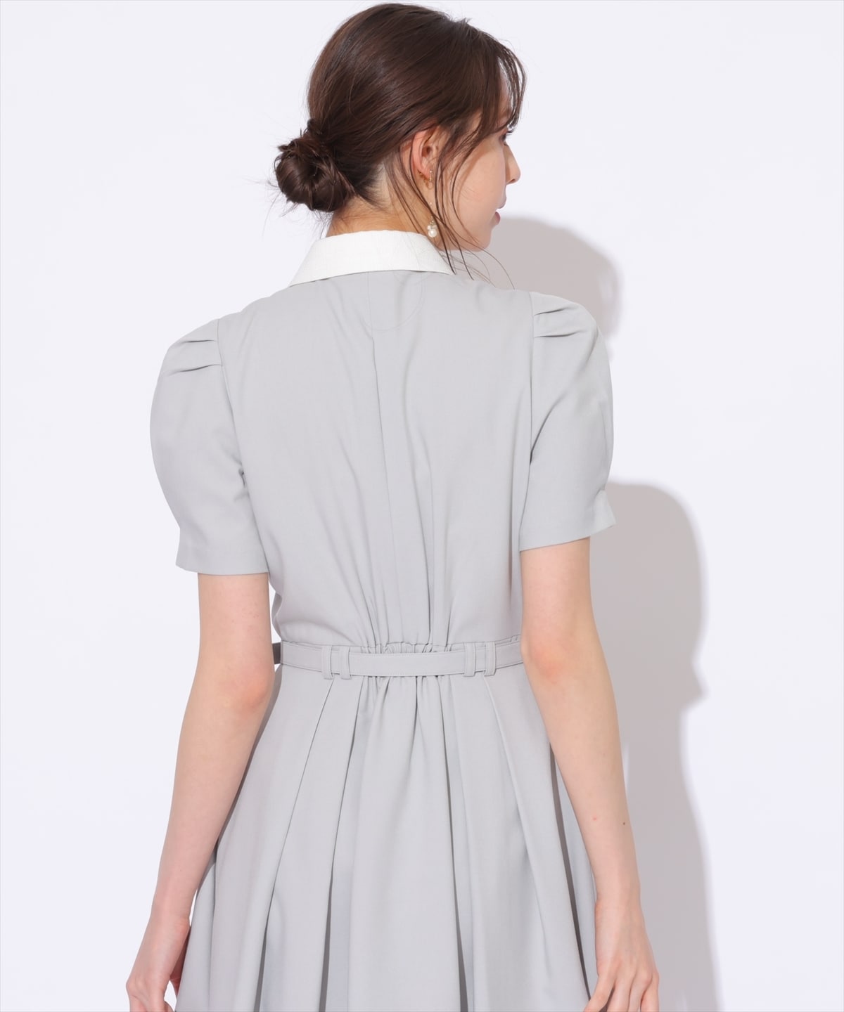 サマーツイードバイカラー衿ハーフスリーブワンピース