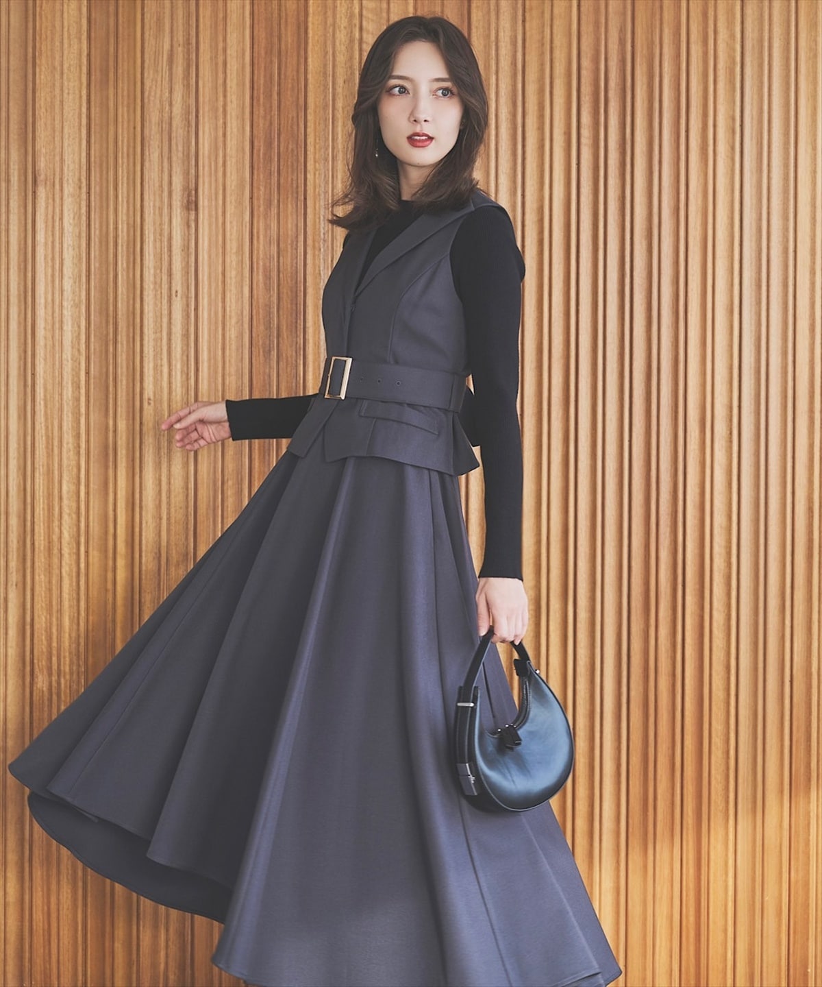 ジレアシメワンピースセットアップ