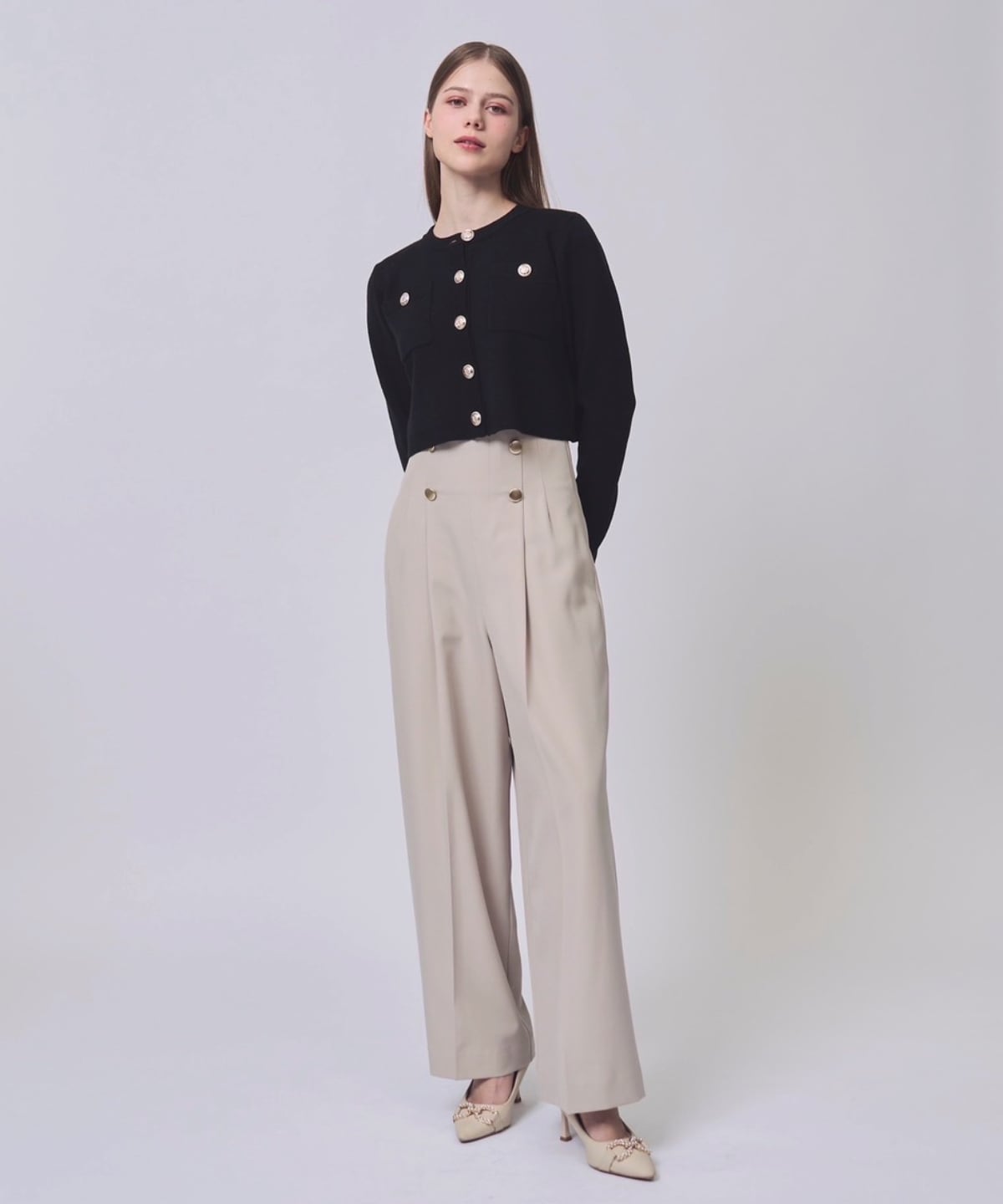 【1/30(Fri)発売開始】金ボタンクルーネックカーディガン